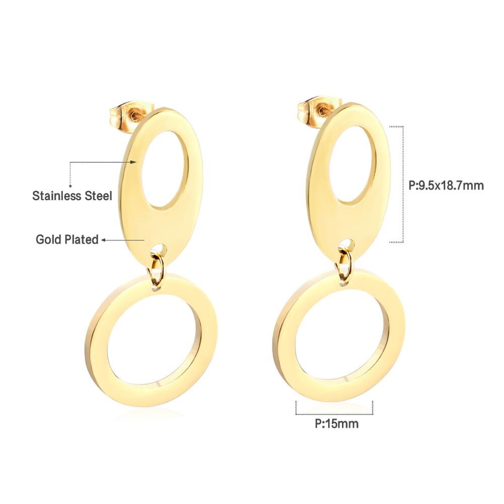 ASON Classic Gold Color Round Pendant Drop Earring Stainless Steel Dangle Earring for Women Gift Accessories Jewelry asonjewelry